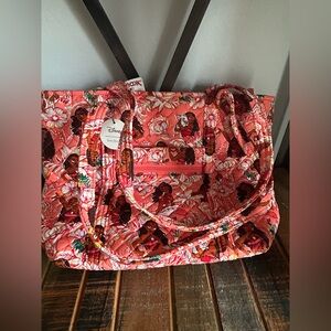 Disney Moana Small Vera Bradley Tote Bag Orange Floral Shoulder Bag NWT